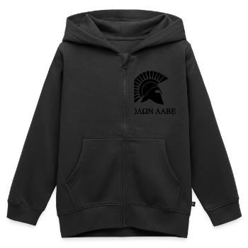 Molon Labe Spartakus - Sweat Premium à capuche zippé enfant bio - noir - Devant - AI Model Kid Male (0cm)