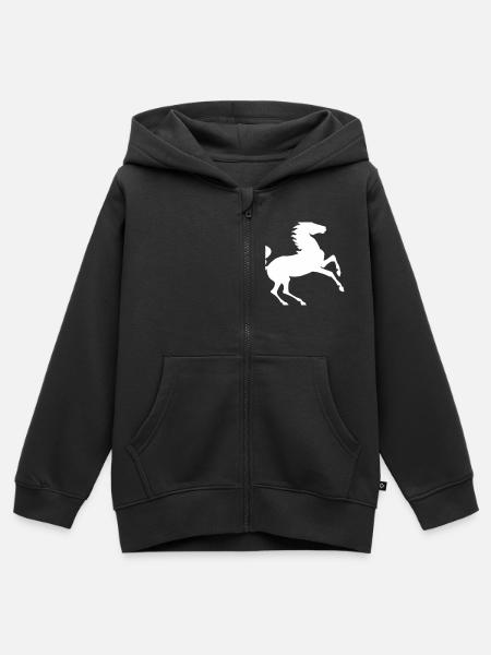 Heraldic Horse Pferd - Kinder Premium Organic Zip Hoodie - Schwarz