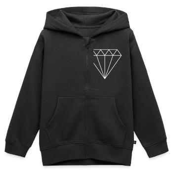 diamant blanc / diamant / diamants / bijoux - Sweat Premium à capuche zippé enfant bio - noir - Devant - AI Model Kid Male (0cm)