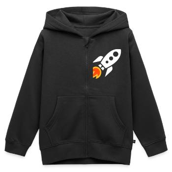 Fusée - Sweat Premium à capuche zippé enfant bio - noir - Devant - AI Model Kid Male (0cm)