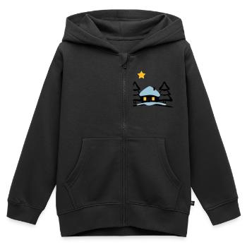 Maison de Noël au Pôle Nord - Sweat Premium à capuche zippé enfant bio - noir - Devant - AI Model Kid Male (0cm)