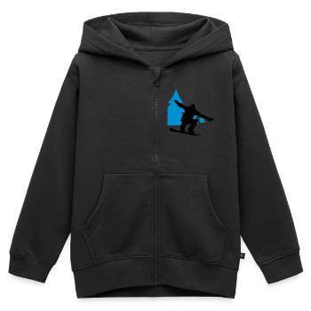 snowboarder trees - Sweat Premium à capuche zippé enfant bio - noir - Devant - AI Model Kid Male (0cm)