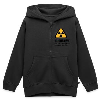 Attention: Radioactivity - Kids Premium Organic Zip-up Hoodie - black - Front - AI Model Kid Male (0cm)