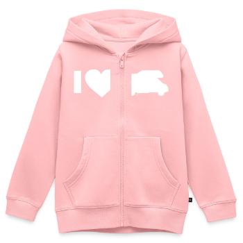 I love camping - Kinder Premium Organic Zip Hoodie - Rosa - Vorne - AI Model Kid Female (0cm)