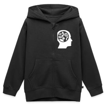 Zahnrad im Kopf - Kinder Premium Organic Zip Hoodie - Schwarz - Vorne - AI Model Kid Male (0cm)