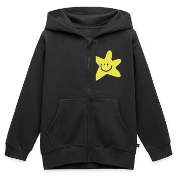 star - Sweat Premium à capuche zippé enfant bio - noir - Devant - AI Model Kid Male (0cm)