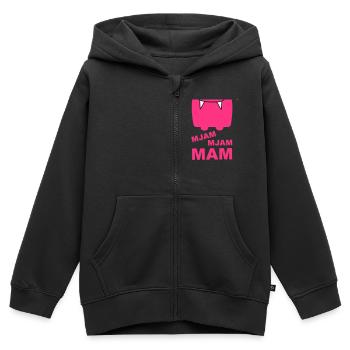 Mjam, Mjam, Mam - Sweat Premium à capuche zippé enfant bio - noir - Devant - AI Model Kid Male (0cm)