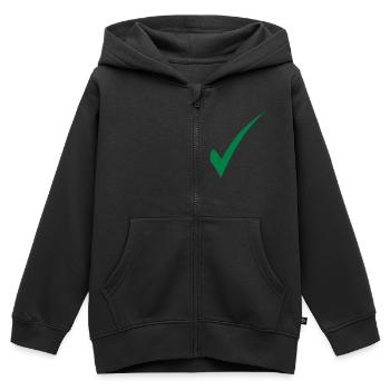 Grüner Haken Check - Kinder Premium Organic Zip Hoodie - Schwarz - Vorne - AI Model Kid Male (0cm)