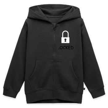 Schloss geschlossen mit Text: "Locked" - Kinder Premium Organic Zip Hoodie - Schwarz - Vorne - AI Model Kid Male (0cm)