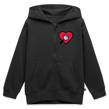 Herzuntersuchung Lupe - Kinder Premium Organic Zip Hoodie - Schwarz - Vorne - AI Model Kid Male (0cm)