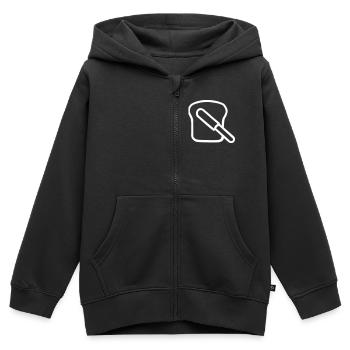 Bread slice spread knife - Kids Premium Organic Zip-up Hoodie - black - Front - AI Model Kid Male (0cm)