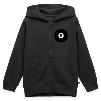 schwarze Billardkugel mit der Zahl 8 - Kinder Premium Organic Zip Hoodie - Schwarz - Vorne - AI Model Kid Male (0cm)