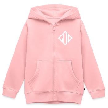 God god vierkante ruit - Kinder Premium zip hoodie biologisch - roze - Voor - AI Model Kid Female (0cm)