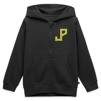 JP - Judy Punch Logo - Kinder Premium Organic Zip Hoodie - Schwarz - Vorne - AI Model Kid Male (0cm)