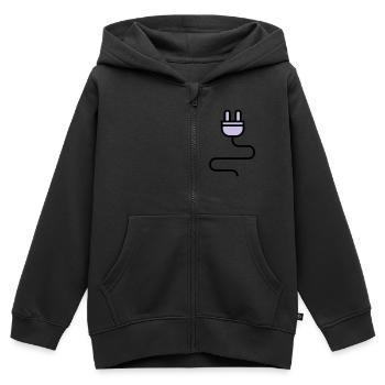 Câble d'alimentation, fiche - Sweat Premium à capuche zippé enfant bio - noir - Devant - AI Model Kid Male (0cm)