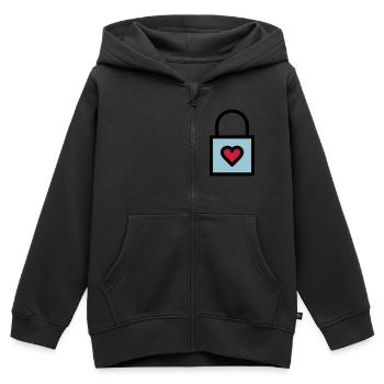 Cadenas, serrure d'amour - Sweat Premium à capuche zippé enfant bio - noir - Devant - AI Model Kid Male (0cm)