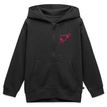 Herzen / hearts (1c) - Kinder Premium Organic Zip Hoodie - Schwarz - Vorne - AI Model Kid Male (0cm)