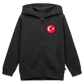 In einem Zeichen der Türkei - Kinder Premium Organic Zip Hoodie - Schwarz - Vorne - AI Model Kid Male (0cm)