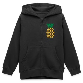 ananas - Sweat Premium à capuche zippé enfant bio - noir - Devant - AI Model Kid Male (0cm)
