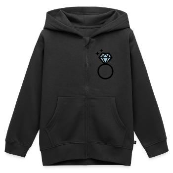 Bague de fiançailles avec diamant - Sweat Premium à capuche zippé enfant bio - noir - Devant - AI Model Kid Male (0cm)