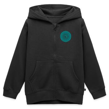 Spiritualität - Lebensblume mit Yin Yang - Kinder Premium Organic Zip Hoodie - Schwarz - Vorne - AI Model Kid Male (0cm)