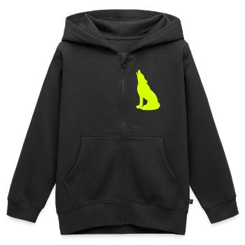 loupcri - Sweat Premium à capuche zippé enfant bio - noir - Devant - AI Model Kid Male (0cm)