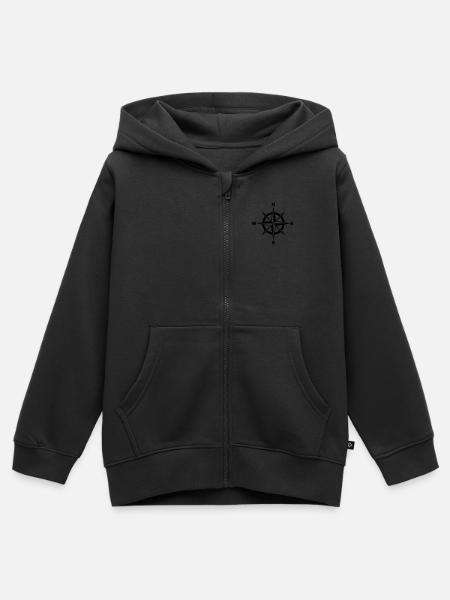 Kompass - Kinder Premium Organic Zip Hoodie - Schwarz