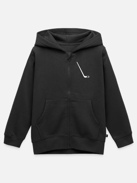 Eishockeyschläger - Premium børne zip-hættetrøje økologisk - sort