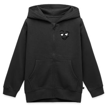 Funny Face, Cartoon Face, Trickfilm, - Kinder Premium Organic Zip Hoodie - Schwarz - Vorne - AI Model Kid Male (0cm)