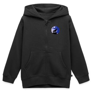 Wolf und Vollmond - Kinder Premium Organic Zip Hoodie - Schwarz - Vorne - AI Model Kid Male (0cm)