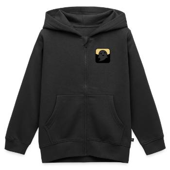 symbol21_2c - Kids Premium Organic Zip-up Hoodie - black - Front - AI Model Kid Male (0cm)