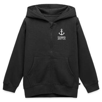 Crew - Skipper Segeln Charter Mannschaft - Kinder Premium Organic Zip Hoodie - Schwarz - Vorne - AI Model Kid Male (0cm)
