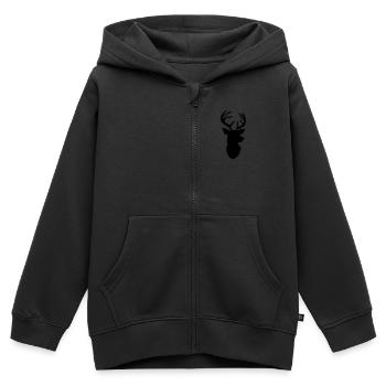Oh Deer - Sweat Premium à capuche zippé enfant bio - noir - Devant - AI Model Kid Male (0cm)
