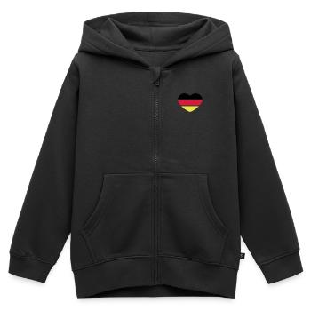 Herz 3farbig - Schwarz Rot Gold - Deutschland - Kinder Premium Organic Zip Hoodie - Schwarz - Vorne - AI Model Kid Male (0cm)
