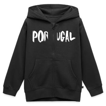 Portugal - Sweat Premium à capuche zippé enfant bio - noir - Devant - AI Model Kid Male (0cm)