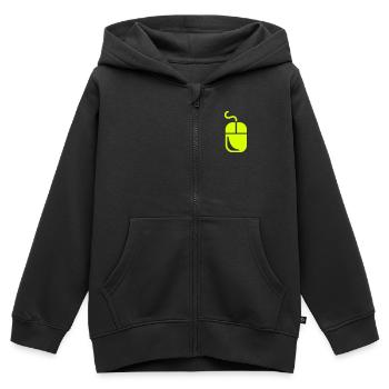 Ordinateur - Sweat Premium à capuche zippé enfant bio - noir - Devant - AI Model Kid Male (0cm)