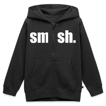 smash point w - Sweat Premium à capuche zippé enfant bio - noir - Devant - AI Model Kid Male (0cm)