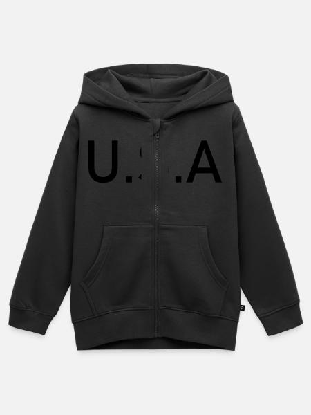 USA - Kinder Premium Organic Zip Hoodie - Schwarz