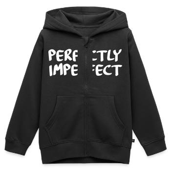 parfaitement imparfait - Sweat Premium à capuche zippé enfant bio - noir - Devant - AI Model Kid Male (0cm)