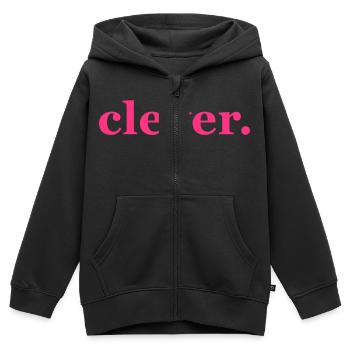 clever, Wort, Typo, Spruch - Kinder Premium Organic Zip Hoodie - Schwarz - Vorne - AI Model Kid Male (0cm)