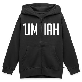 1ummah WHT - Kinder Premium Organic Zip Hoodie - Schwarz - Vorne - AI Model Kid Male (0cm)