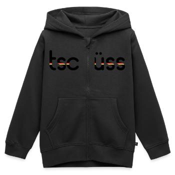Tschüss - Personnalisable - Sweat Premium à capuche zippé enfant bio - noir - Devant - AI Model Kid Male (0cm)