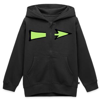 Flèche verte - Sweat Premium à capuche zippé enfant bio - noir - Devant - AI Model Kid Male (0cm)