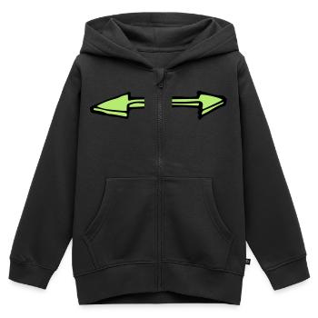 Grüner Doppelpfeil links und rechts - Kinder Premium Organic Zip Hoodie - Schwarz - Vorne - AI Model Kid Male (0cm)