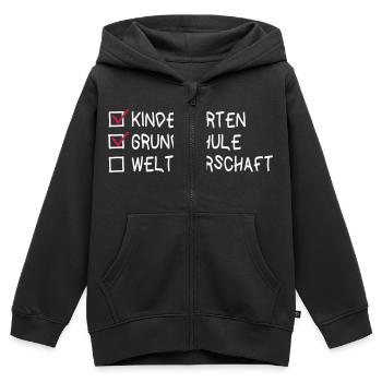 Kidergarten Grundschule Weltherrschaft - Kinder Premium Organic Zip Hoodie - Schwarz - Vorne - AI Model Kid Male (0cm)