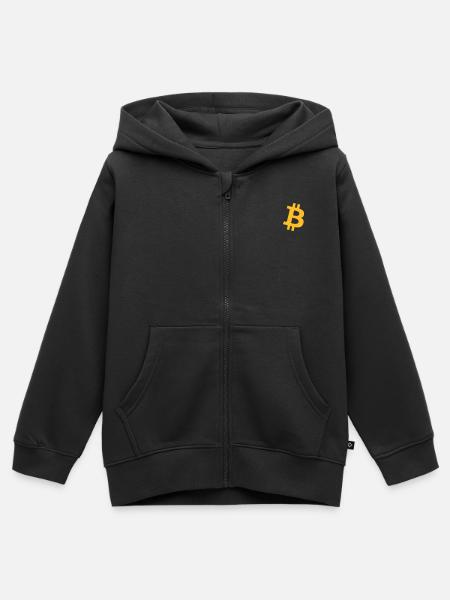 Bitcoin Logo - Kinder Premium Organic Zip Hoodie - Schwarz