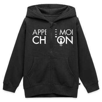 Appelle Moi Chaton - Sweat Premium à capuche zippé enfant bio - noir - Devant - AI Model Kid Male (0cm)