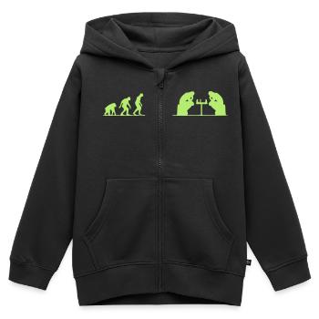 évolution échec - Sweat Premium à capuche zippé enfant bio - noir - Devant - AI Model Kid Male (0cm)