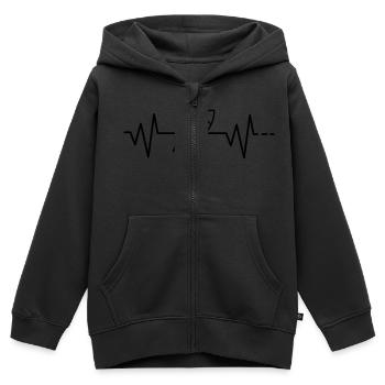 Herzschlag - Rakete, All, Weltraum, Fliegen, Space - Kinder Premium Organic Zip Hoodie - Schwarz - Vorne - AI Model Kid Male (0cm)