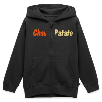 Chaud patate - Sweat Premium à capuche zippé enfant bio - noir - Devant - AI Model Kid Male (0cm)